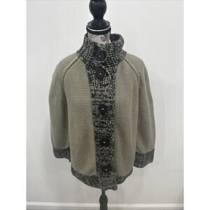 Pure Handknit 100% Cotton Knit Cardigan Sweater Buttons Cottagecore Sz L/XL